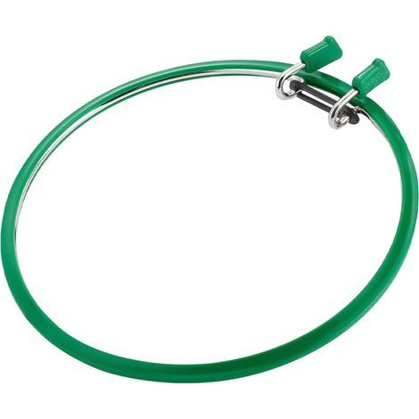 Cercle à broder en métal vert 22,3 x 21,8 x 2,3 cm, grand cercle à broder à ressort en métal, cadre à broder pour point de croix (1/5)