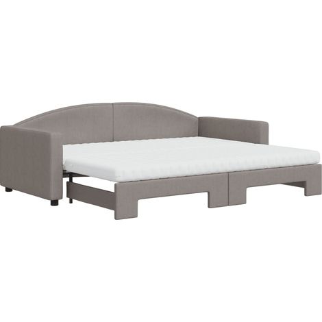 Maison Exclusive - Lit de jour avec gigogne et matelas taupe 90x200 cm tissu