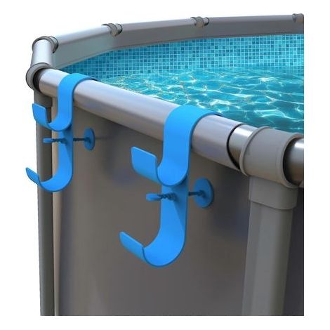 Lot de 2 supports de filet écumoire pour piscine, support de poteau de piscine hors sol, accessoires de piscine hors sol, crochets de poteau de piscine télescopiques réglables, piscine Br (1/5)