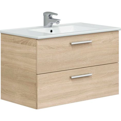 Dmora - Bajo el armario Felix, Mueble de baño, Contenedor de lavabo, Mueble fregadero, 80x45 h50 cm, Roble