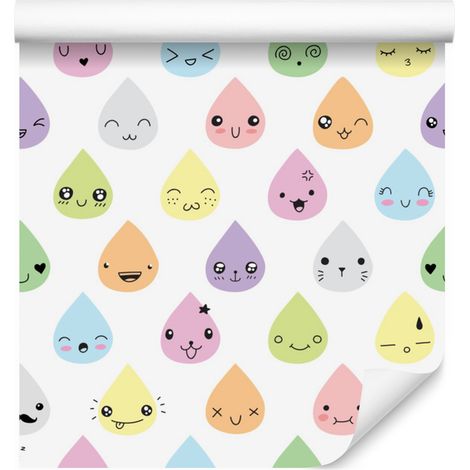Papel pintado con diseño de gotas de colores para niñas, ideal para salón y dormitorio, 50x1000 cm. (1/5)