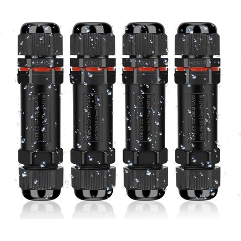 Raccord Électrique Étanches IP68, Connecteur de Câble Électrique Boîte de Derivation Étanche Éxterieur 3 Fils, Domino Etanche Boîte de Jonction pour Câble Ø 4 à 12 mm (4 Pcs)