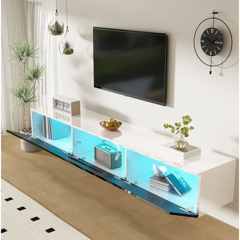 Mueble TV 170x38x50 cm blanco, tablero de partículas con 4 puertas (1/5)