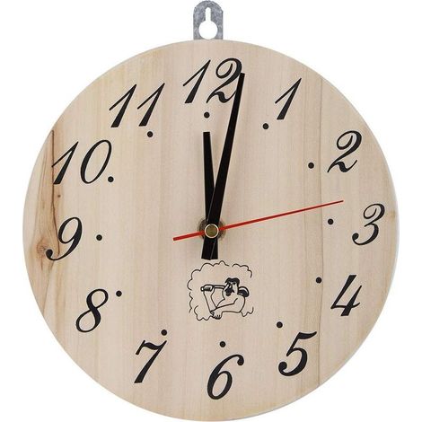 Horloge sauna 8 pouces – murale bois – ronde analogique – minuterie décorative – accessoire / décoration salle sauna – maison (1/5)