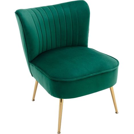 Accent Chair in Velvet Upholstered Occasional Tub Chair with Metal Legs for Living Room Bedroom, Green, Wahson (1/5)