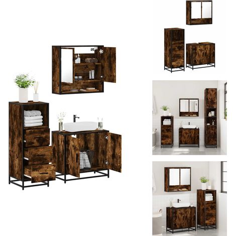 Ensemble de meubles de salle de bain 3 pcs Chêne fumé - Ensemble De Meubles De Salle De Bain - Ensembles De Meubles De Salle De Bain - Armoire De Salle De Bain - Armoire De Rangement De Salle De Bain (1/5)