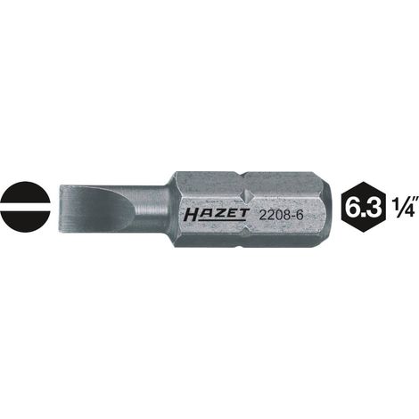 Embout-tournevis (bit) 2208-11 ∙ Hexagone massif 6,3 (1/4 pouce) ∙ Profil à fente HAZET (1/2)