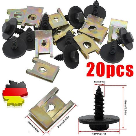 20 vis à tête hexagonale en U pour fixation de protection anti-encastrement sous la roue de secours BMW (1/5)