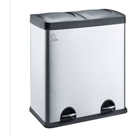 SVITA Treteimer 60 Liter XXL Abfalleimer Mülleimer Mülltrennung Edelstahl 30+30L (1/5)