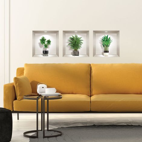 Stickers 3D plantes vertes d'intérieur 40 x 120 cm (1/4)