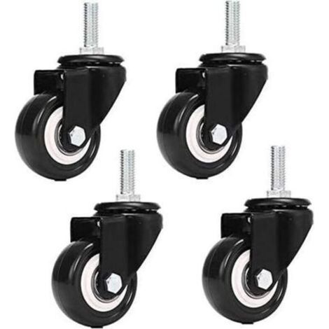 M8x25mm 4 pièces de support de charge 240 kg chariot roulette tournante PU meubles poudre remplacement (sans roulettes de frein),-- (1/4)