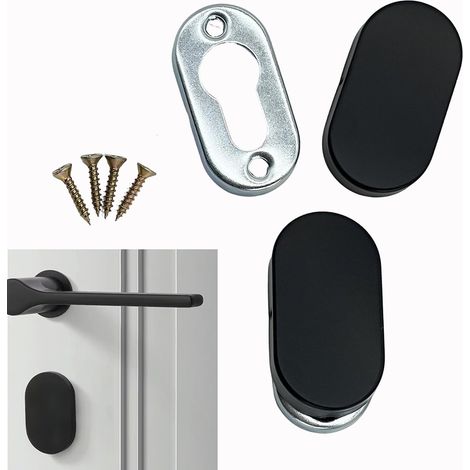 2 jeux Rosace Cylindre Cache Serrure de Protection Ovale en Acier Mat Fabriqué en Acier Inoxydable pour Cylindre Profilé Portes Intérieures et Extérieures (NoirB) (1/5)