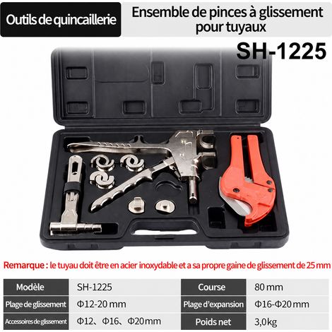 Pince à glissement et évasement mécanique coffret SH-1225 tube PEX multicouche 37 × 7 × 26 cm 3 kg – Livraison gratuite