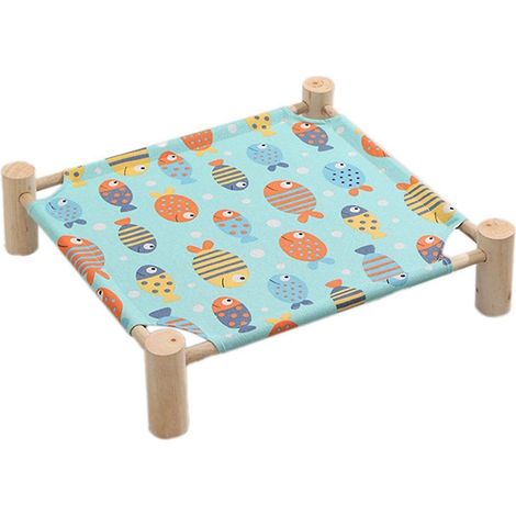 Hamac pour chat et chien en bois, lit suspendu surélevé rafraîchissant, démontable et portable, couchage pour animaux intérieur extérieur, taille unique (1/5)