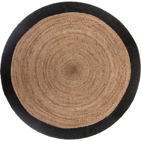 Tapis Rond en Jute "Vegy Mood" 120cm Noir (1/5)