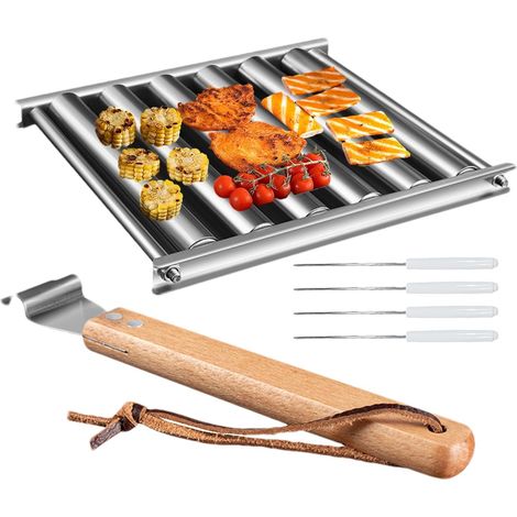 Rouleau hot dog pour barbecue En acier inoxydable Pour (1/5)