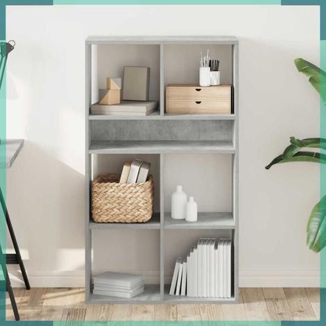 860304 Bibliothèque gris béton 66x31x112 cm bois d'ingénierie (1/5)