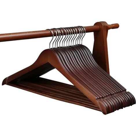 Cintre en bois massif antidérapant, cintre d'hôtel en bois sans couture, pince à pantalon, support à vêtements, cintre rétro pour vêtements d'enfants (1/5)