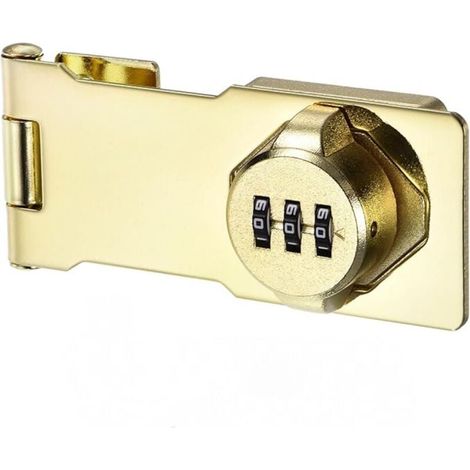 Ménage Armoire Mot Passe Serrure Moraillon Serrures Combinaison Loquet avec 3 Chiffre Mot Passe Sécurité Loquet Verrouillage Antivol Sans Clé Loquet Verrouillage (Or)