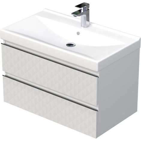 Cube Way 80x47,5x46 cm meuble de salle de bain suspendu avec lavabo et plaque de recouvrement, blanc mat (CUBE3D46802ZBVER)