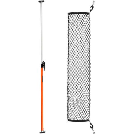 VEVOR Barra Fermacarico di Carico a Cricchetto Regolabile 1016-1854 mm, Stabilizzatore di Carico per Cassone in Acciaio con Piedini Antiscivolo, Rete e Barra di Supporto Estensibile, per Pick-Up, SUV