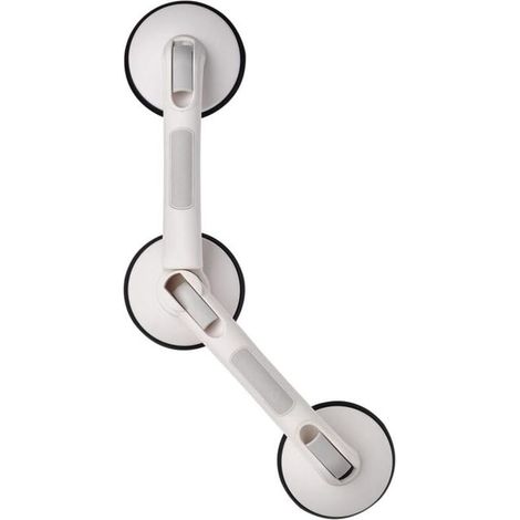 Barre d'appui angulaire Premium à ventouses blanc RIDDER - Poignée de maintien inclinée pour salle de bain, fixation par succion, accessoire de sécurité mural (1/4)