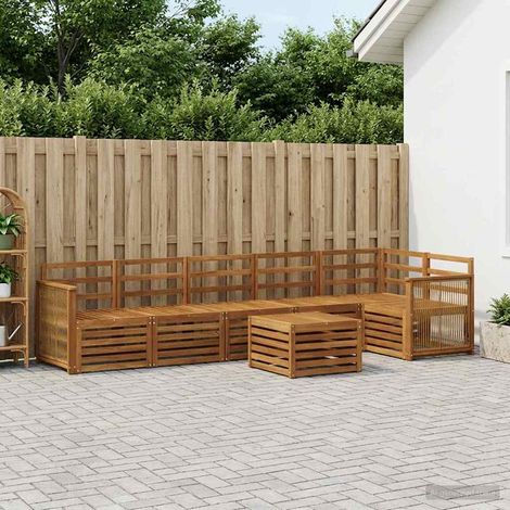 vidaXL Ecksofa Set 6 pcs Natur Massivholz Akazie (1/5)