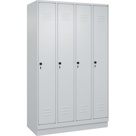 Garderobenschrank m.Sockel H1950xB1200xT500mm lichtgrau 4 Abteile C+P (1/5)