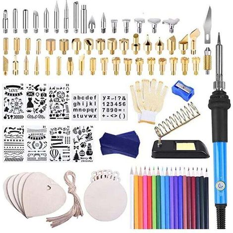 Wood Combustion Kit 115 Pieces Soldering Iron Tool with American Plug (1/4)