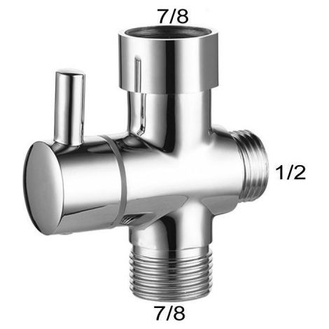 Robinet 3 voies en laiton massif G1/2" pour douchette, composants de douche universels (1/2)