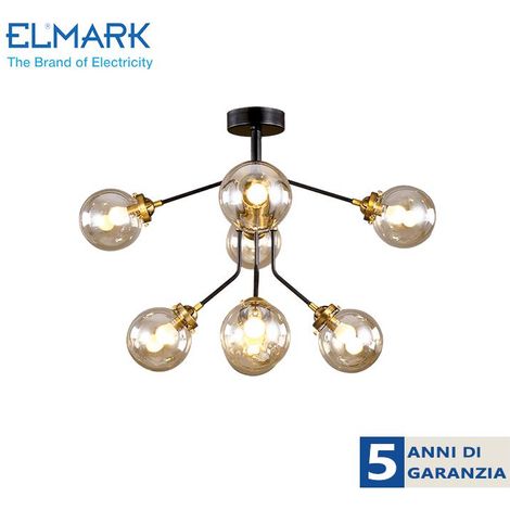 BUBBLES CHANDELIER 8XE14 AMBER GLASS