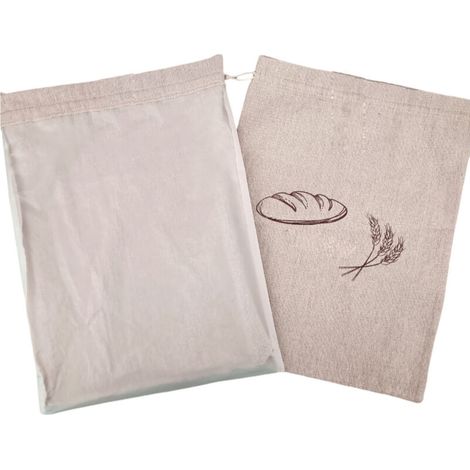 Sac à pain en lin, réutilisable, avec cordon de serrage, 30 x 38 cm, lot de 2 (1/4)