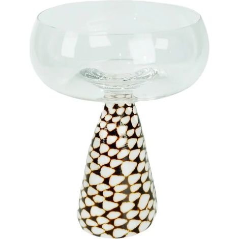 Verre à vin à pied en coquillage naturel, verre artistique en coquillage irrégulier, décoration intérieure.