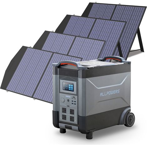 Home Battery Power Station LiFePO4 3600Wh-21600Wh, Voice Control With 3Pcs 100W Solar Panel For Home Backup Outdoor ALLPOWERS R4000 (1/5)