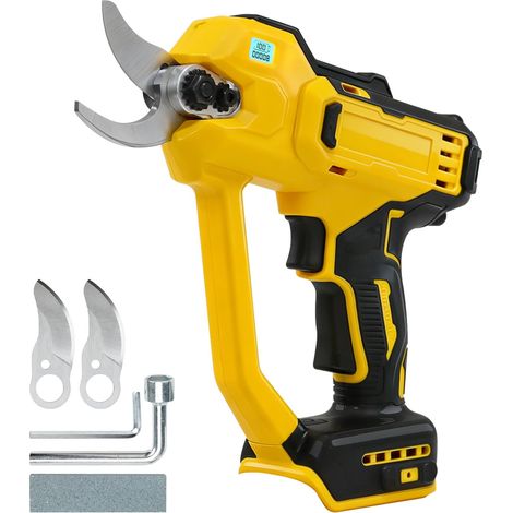 Sécateur sans fil compatible avec batterie 18 V, sécateur électrique de 35 mm, sécateur léger sans balais pour jardins, plantations de fruits avec 2 vitesses, affichage numérique, lames de (1/5)
