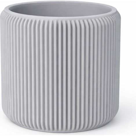 Vaso da fiori grigio con coperchio e vassoio raccogligocce nascosto, minimalista