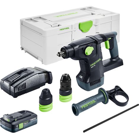 Martillo combinado a batería Festool KHC 18 EB-Basic 18 V 2,6 J SDS-Plus sin escobillas + 1 batería de 4,0 Ah + cargador rápido + Systainer
