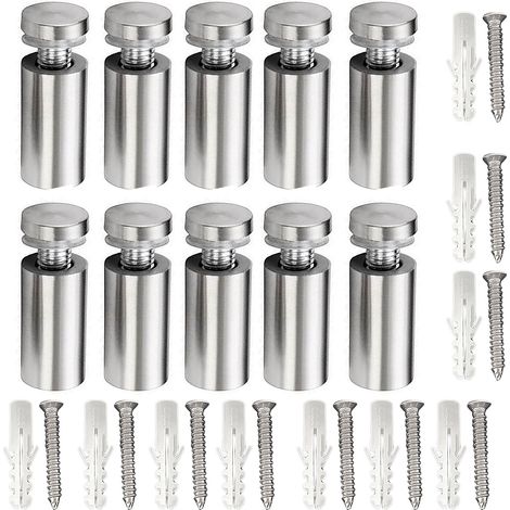 Lot de 10 clous publicitaires 19x25mm, support acrylique, vis en acier inoxydable, clous décoratifs pour panneaux d'affichage, clous effet miroir, clous en verre (1/5)
