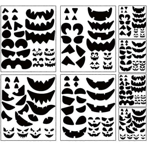 feuilles d'autocollants décoratifs pour citrouilles, gabarit de citrouille à graver, créez votre propre citrouille d'Halloween, décorations pour fête d'Halloween-30.00X25.00X0.05CM-Black (1/4)