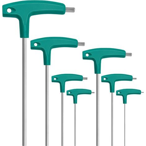 7-teiliges Set metrischer Innensechskantschlüssel mit T-Griff, inklusive Langarm-Innensechskantschlüsseln mit ergonomischen Griffen, für Heimwerkerarbeiten, Haushaltsreparaturen, Auto- und Fahrradrepa (1/5)