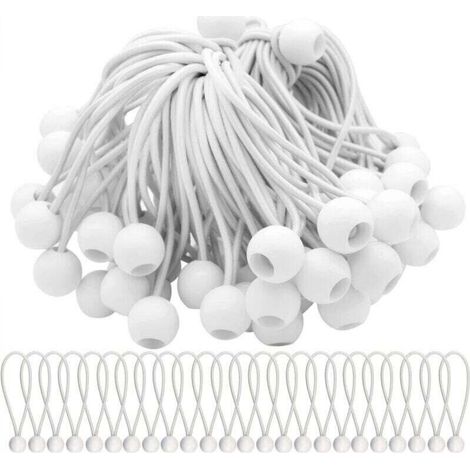 Pack of 75 Elastic Tensioners, Elastic Cords with Bungee Balls, Elastic Balls for Marquees, Tents, Banners and Tarpaulins (1/5)