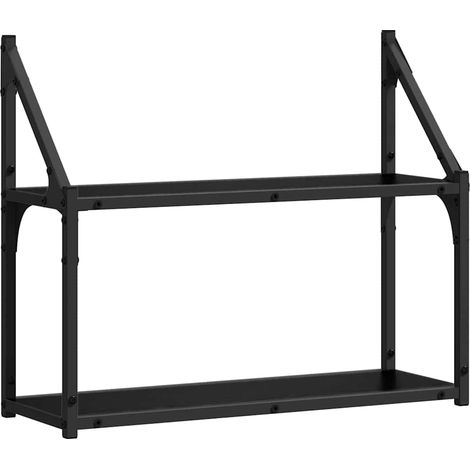 Maison Exclusive - Wandregal Schwarz Eichen-Optik 60 x 21 x 51 cm