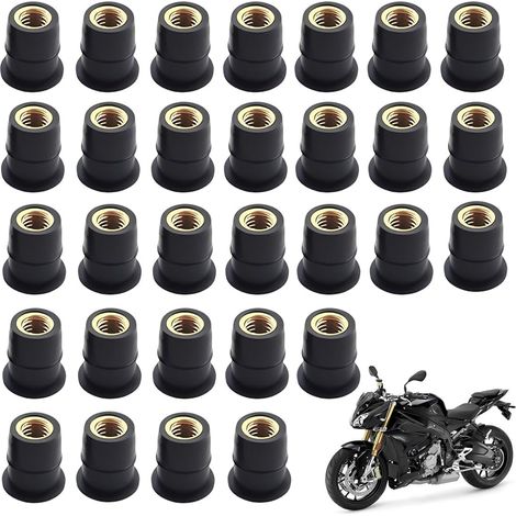 30 Vis Carénage Moto M5 – Écrous Pare-Brise Caoutchouc, Convexe (1/5)