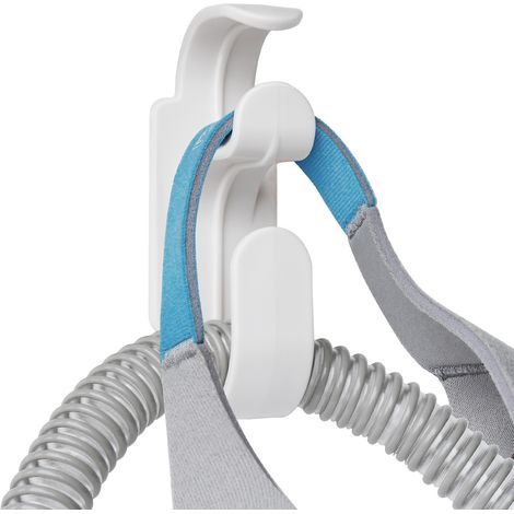 Lot de 2 Support de tuyau de machine, support de tuyau antidérapant pour crochet de masque de lit, organisateur de tuyau et crochet de bandeau combinés pour empêcher le tube de fuir et de s'entrelacer (1/5)