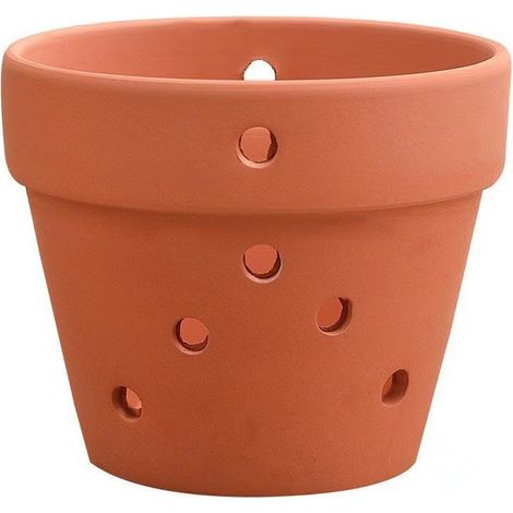 pot de fleurs en céramique rouge à trou latéral, pot de fleurs en céramique cuite simple, pot de fleurs pour orchidées, pot de fleurs charnu, pot de fleurs en argile (1/5)