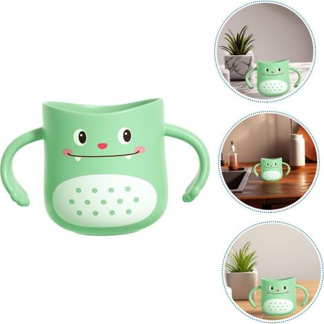 Tazza da viaggio antiurto a forma di dinosauro per bambini e bambine, porta spazzolino, tazza per risciacquo e mani, adatta per il bagno e il campeggio, verde, plastica, 8,8 x 7,8 cm (1/5)