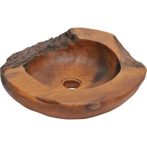Waschbecken Aufsatzwaschtisch Waschschale für Badezimmer Teak Massiv 45 cm DE61327 (1/5)