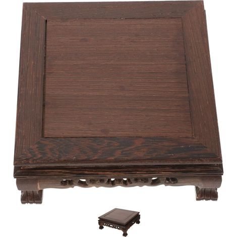 Présentoir à Vase En Bois Sculpté Carré Moyen, Support De Plante D’intérieur En Bois De Poutrier, Style Chinois Traditionnel, Pour Décoration Maison Et Bureau, Piédestal Décoratif Simple (1/5)