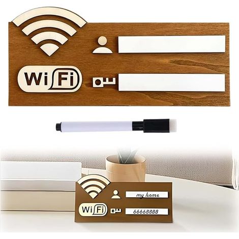 Étiquette de mot de passe Wi-Fi en bois, panneau mural pour réseau sans fil, affichage pour maisons, bureaux, restaurants et hôtels (1/3)