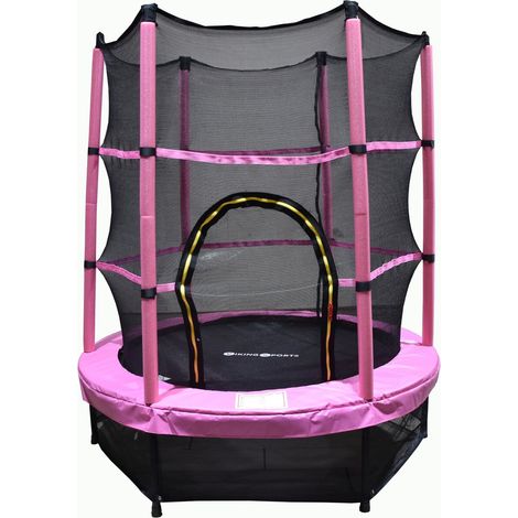 Trampoline - 140 cm - avec filet de sécurité - rose
